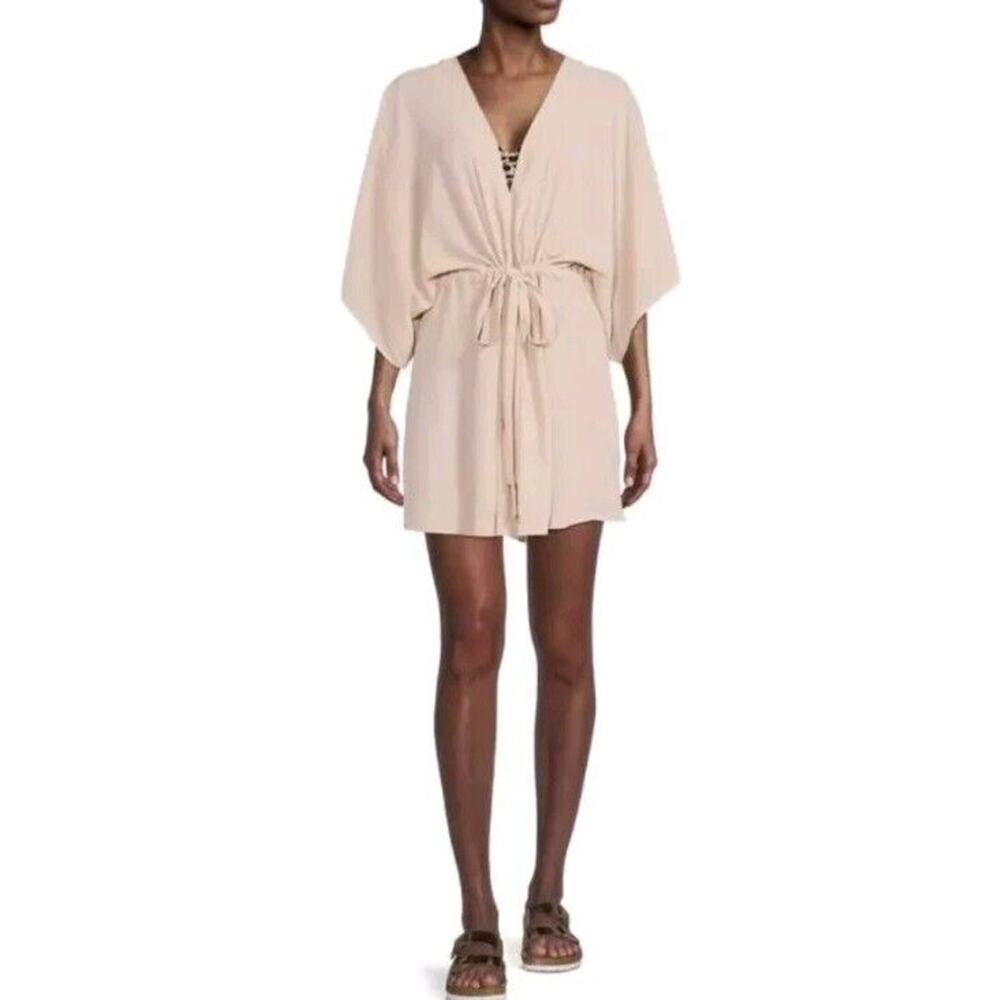 Time and Tru Blush Pink V-Neck Tie-Waist Swim Coverup